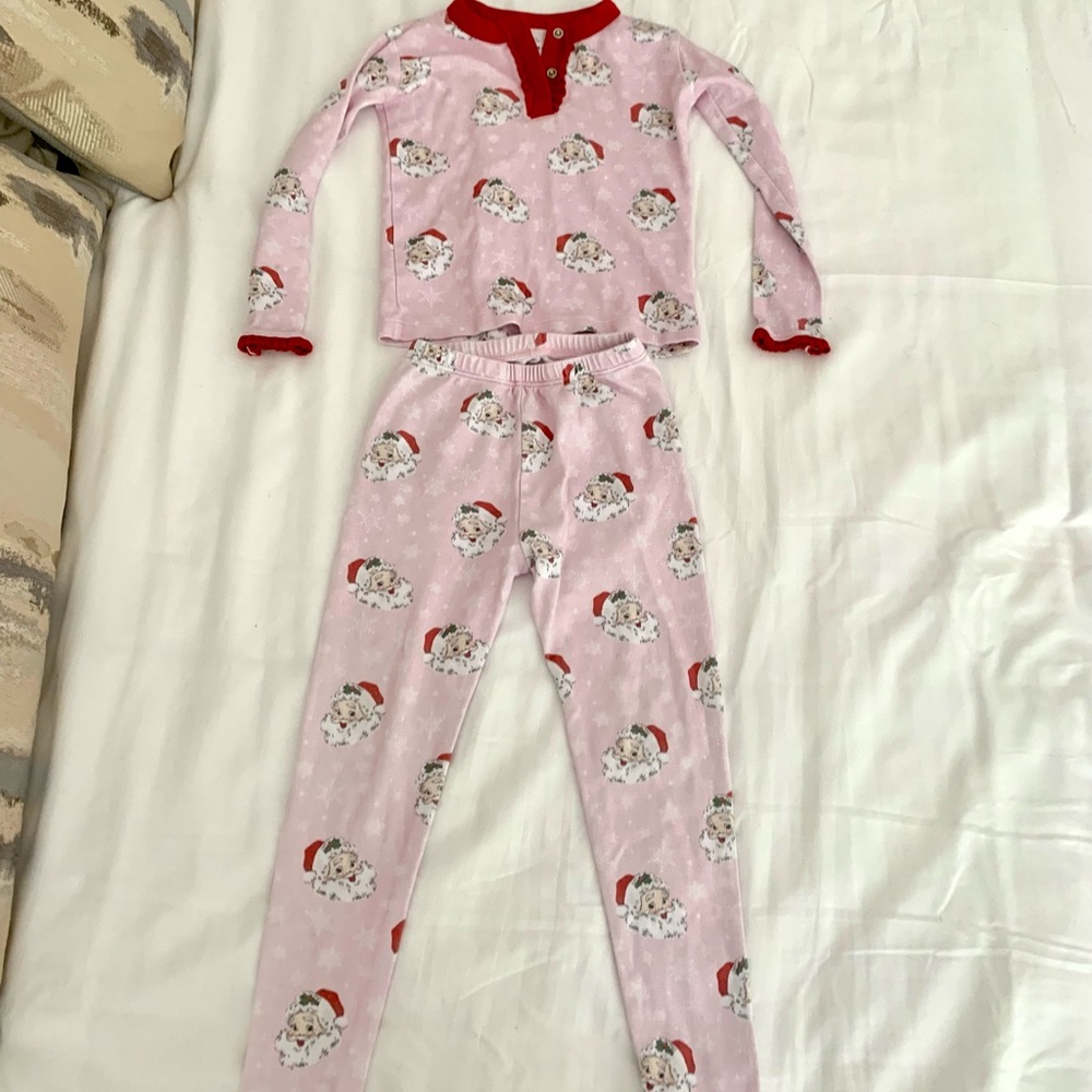 Smockingbird 3T Vintage Santa print pajamas